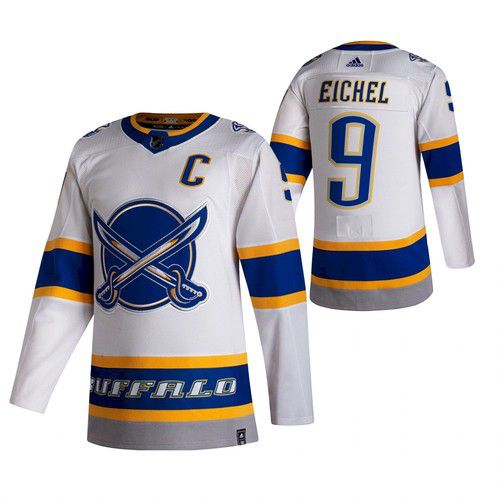 Men Buffalo Sabres #9 Eichel White NHL 2021 Reverse Retro jersey